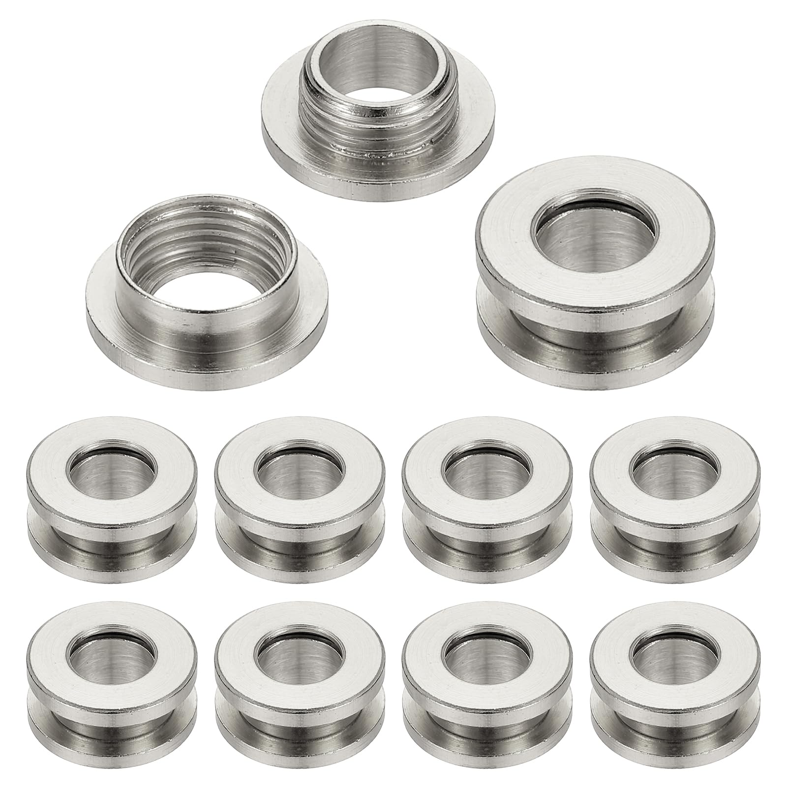PATIKIL 8mm(1/3 inch) Solid Brass Hole Eyelets, 10 Pcs Flat Self Backing Grommets with Washer for Shoes Clothes Crafts Bag Leather Craft, Silver Tone — image 1