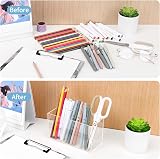 Uquelic Acrylic Pen Holder 2 Compartments Clear Desk Tidy Organizer view 3