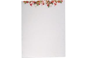 HILL VALLEY GREETINGS Red & Silver Ornaments Holiday Stationary Paper 8.5 x 11-60 Sheets Christmas Letter Paper