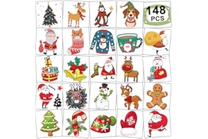 CHARLENT 148 PCS Christmas Temporary Tattoos for Kids - Xmas Individual Tattoos for Kids Christmas Party Favors, Stocking Stuffer, Christmas Eve Gift