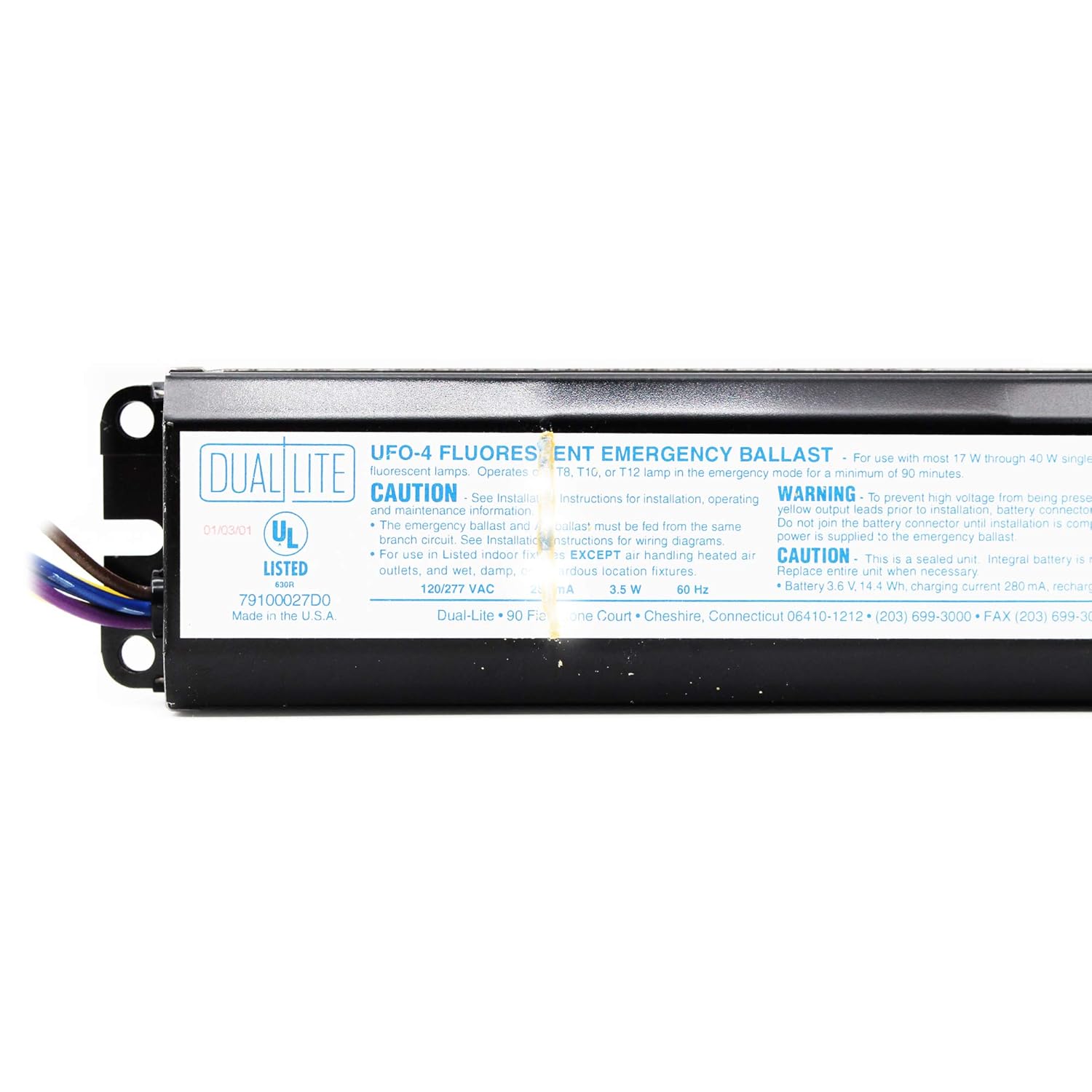 Dual Lite Ufo 4 Fluorescent Emergency Ballast 17w 40w 1 Lamp 90 Min 1 277v Ballast Assemblies Honest Service Www Klevering Com