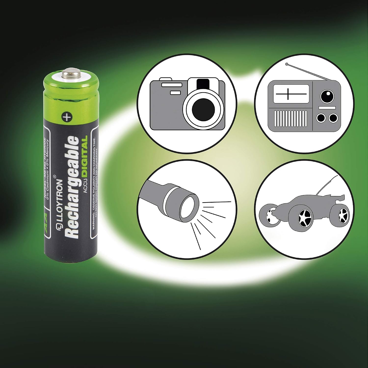 LLOYTRON NiMH Rechargeable AccuDigital Batteries / AA Size / 1300mAh / 4 Pack - B012, AA 1300mAh (4 Pack) - Image 5