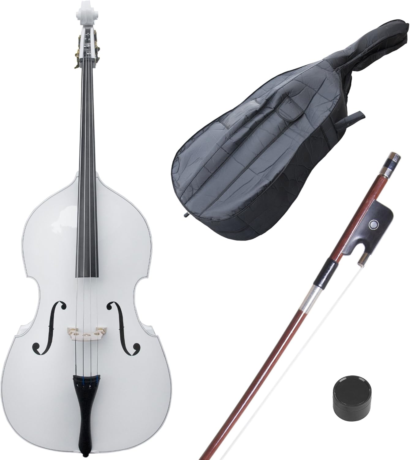 Cecilio CDB Upright Double Bass with an Adjustable Bridge, Bow, Rosin, and Gig Bag