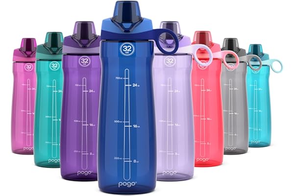 Pogo 32oz Plastic Water Bottle with Chug Lid and Carry Handle, Reusable