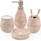 CERBIOR Bathroom Accessories Set,4 Pcs Ceramic Bathroom Decor Accessory,Includes Toothbrush Holder, Toothbrush Cup, Soap Dish for Decorative Countertop and Housewarming Gift(Brown 4pcs)