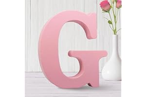 AOCEAN 6 Inch Pink Wood Letters Unfinished Wooden Letters for Wall Decor Decorative Standing Letters Slices Sign Board for Crafts Christmas Decoration Home Party Projects (G)