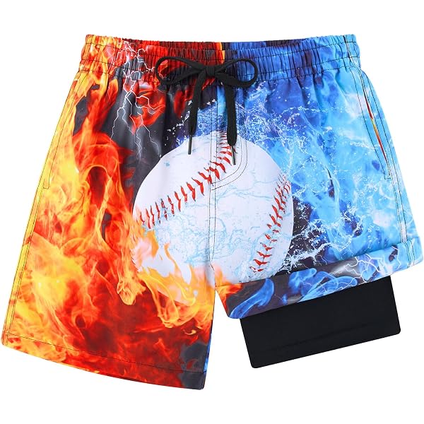 thumbnail image 2 of Youth Swim Trunks QZUnique - Compression Liner, 3 Pockets Boys Swim Trunks 2 of 14