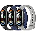 Meliya Bands Compatible with Xiaomi Smart Band 9/8, 3-Pack Soft Silicone Adjustable Sport Wrist Strap for Women & Men