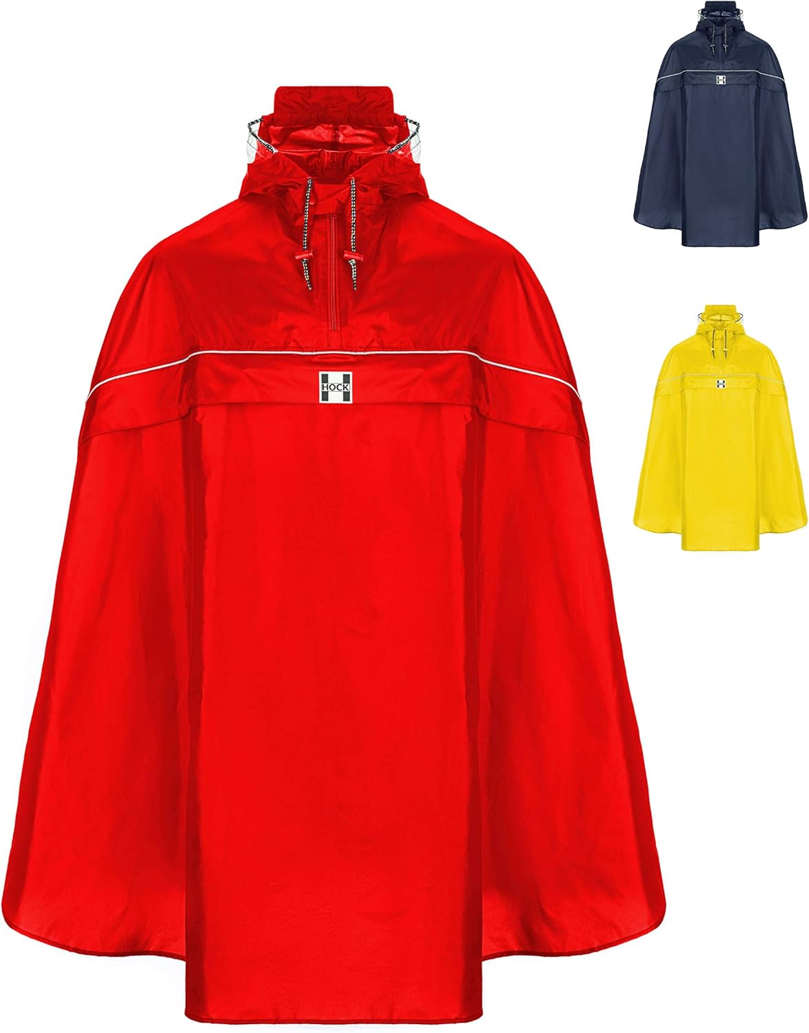 HOCK Fahrrad Regenponcho mit Kapuze inkl. Sichtfenster - Fahrradponcho Wasserdicht mit Reflektoren - Herren Damen Regenschutz - Optimales Regencape zum Mitnehmen für alle Biker