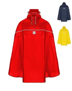 HOCK Fahrrad Regenponcho mit Kapuze inkl. Sichtfenster - Fahrradponcho Wasserdicht mit Reflektoren - Herren Damen Regenschutz