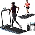 COZYINN Walking Pad Under Desk Treadmill: 2 in 1 Folding Incline Treadmill for Home Office with Console Remote APP Control - 2.5HP Quiet Portable Foldable Walking Pad with 320lbs Capacity LED Screen