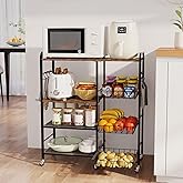 HapiRm Rolling Kitchen Microwave Cart - 4 Tier Microwave Table Stand with Pull-Out Baskets, Coffee Bar Baker's Rack with Wheels Rolling Storage Cart Organizer Shelf for Living Room Office, Balcony