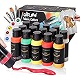 Colorful Permanent Fabric Paint, 14 Colors Soft Fabric Paint in Bottles (30ml/1oz) with Brushes, Palette, Non-Toxic Textile Paint for Creative DIY Clothes, T-Shirts, Shoes Art and Crafts