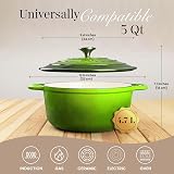 nuovva Enamelled Cast Iron Dutch Oven 5 Quart Green 24cm Lid view 2