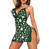 Girece Lingerie for Women Sexy Nightgown Lace Trim Sleep Dress with Side Slit Night Gowns Soft Loungewear Sleepwear