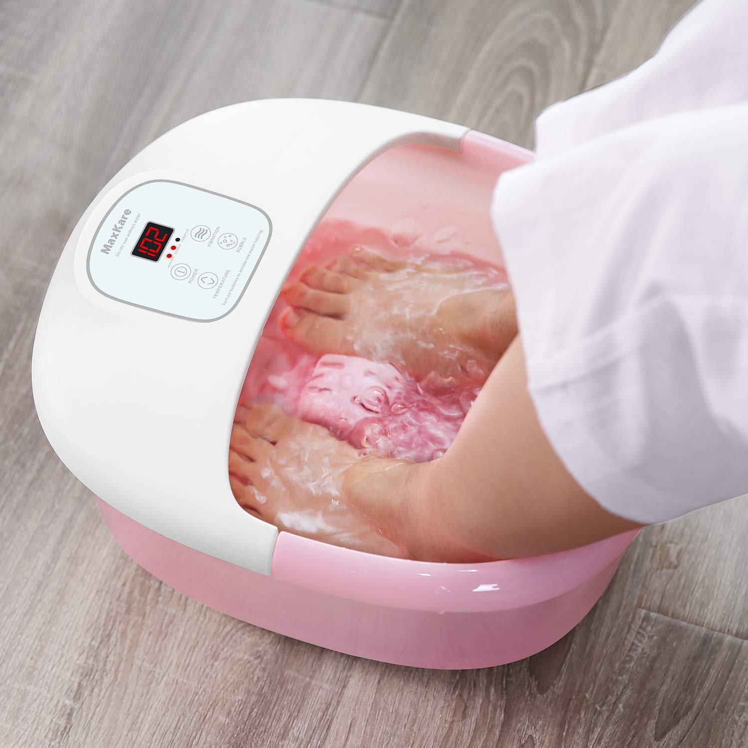 Foot Spa Bath Massager with Heat Bubbles Vibration and 14 Massage Rollers to Soothe Tired Feet Pressure, Pain with Adjustable Temperature Pedicure Soaking Tub for Home Office Use - Pink: Beauty