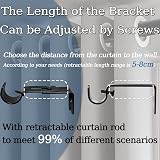 Venwemong Extendable Curtain Pole 84-290 cm Silver with Fittings Set view 3