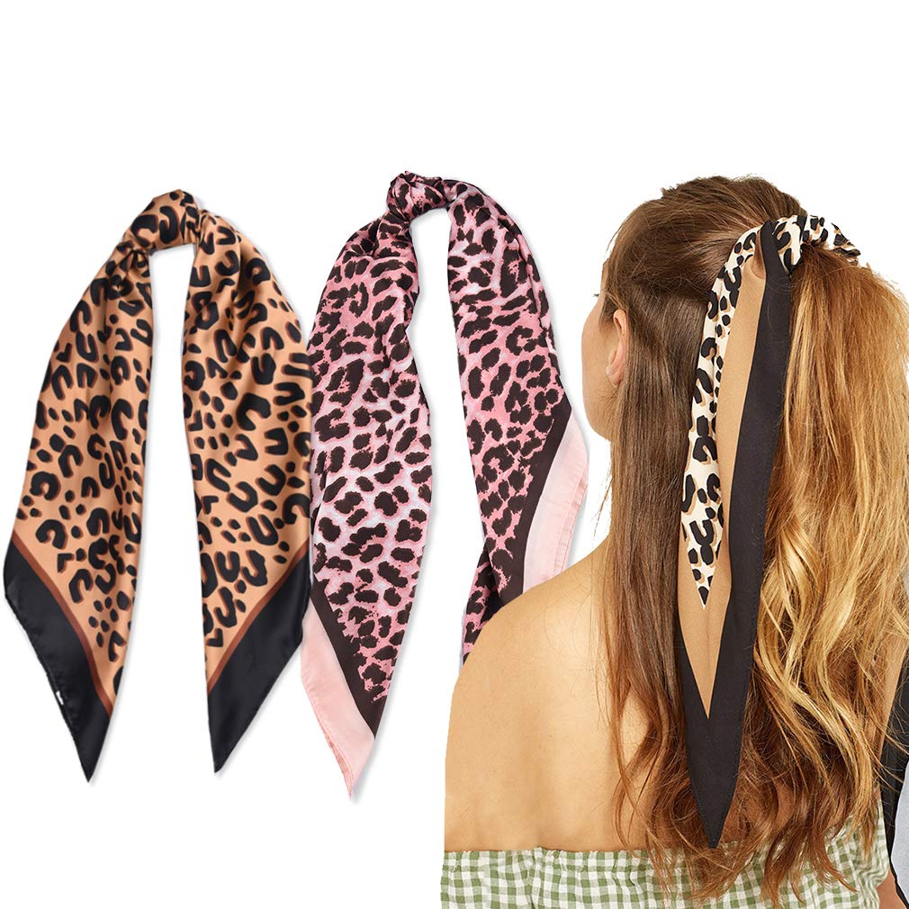 Amazon Com 2pcs Hair Scarf Scrunchies Silk Elastic Hair Print