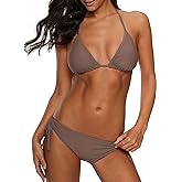 American Trends Women's String Two Piece Halter Top Triangle Bikini Set with Tie Side Bottom Sexy Swimsuit Bathing Suits