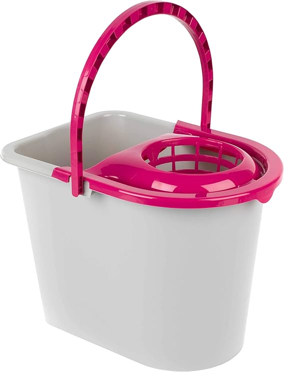 Kleeneze Kl062598eu Bucket With Mop Wringer And Carry Handle 14 L Plastic Grey Pink Amazon Nl