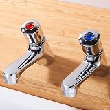 Jetcloud Pair Bathroom Sink Taps 1/2" Hot Cold Non-Concussive Self Closing view 3