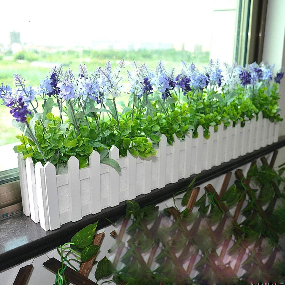 ZHAODONG Garden Supplies Wooden Flower Planter Fence Storage Holder Pot with Foam, Size: 80cm x 9cm x 11cm