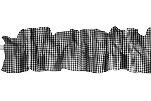 Zen Creative Designs Cotton 1/8 Inch Gingham Checkered Print Sleeve Topper Window Valance Top Bottom Ruffle Home Décor Bedroom Nursery Kitchen Window (120" Wide x 9" Tall, Black)