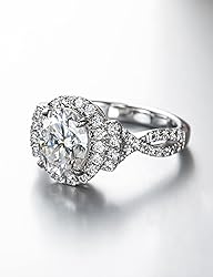 CannyCat Oval cut Moissanite Halo Engagement Ring
