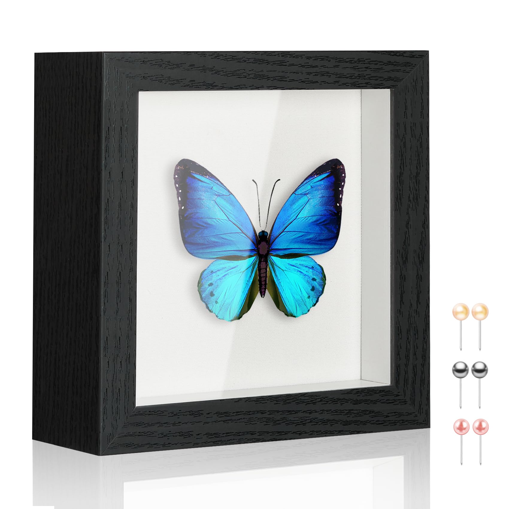 Photo 1 of MUXIUNT 5x5 Shadow Box Picture Frame Display Case with Soft Linen Back-Thickened Panel,Small Mini Black Deep Shadow Memory Box Frame 5x5 for Insect Display Pet Photo Memorial Flower Craft