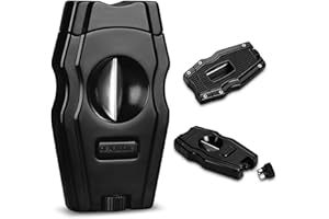 CIGARLOONG Cigar Cutter Stainless Steel Sharpening V Cut Blades with Cigar Punch