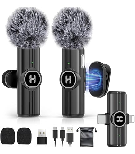 CKOKC Draadloze lavalier-microfoon voor iPhone, Android-computer, mini- microfoon met klemmen en houders voor live streaming, video-opnames, interviews, YouTube, TikTok, vlog pink