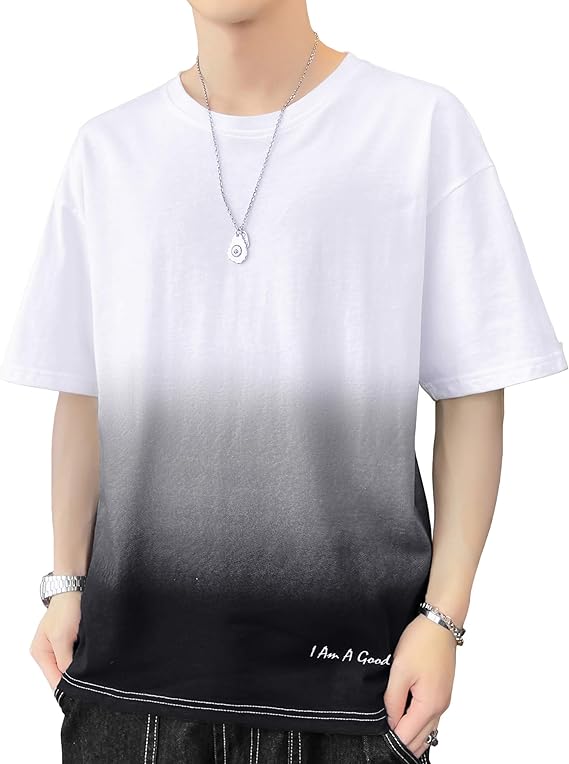 Amazon Tシャツ メンズ 夏服 半袖 ロングtシャツ グラデーション トップス おしゃれ なつふく 大きいサイズ ゆったり ろんてぃーメンズ カットソー カジュアル 涼しい 春 夏 Tシャツ カットソー 通販