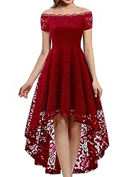 Dressystar Women's Lace Cocktail Dress Hi-Lo Off