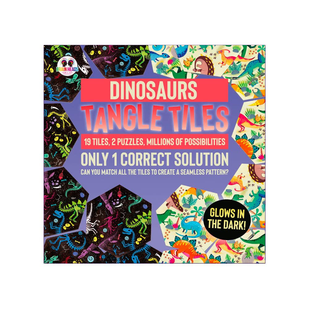 Funtime Gifts Tangle Tiles Puzzle - Dinosaur Heads and Tales from Multicoloured