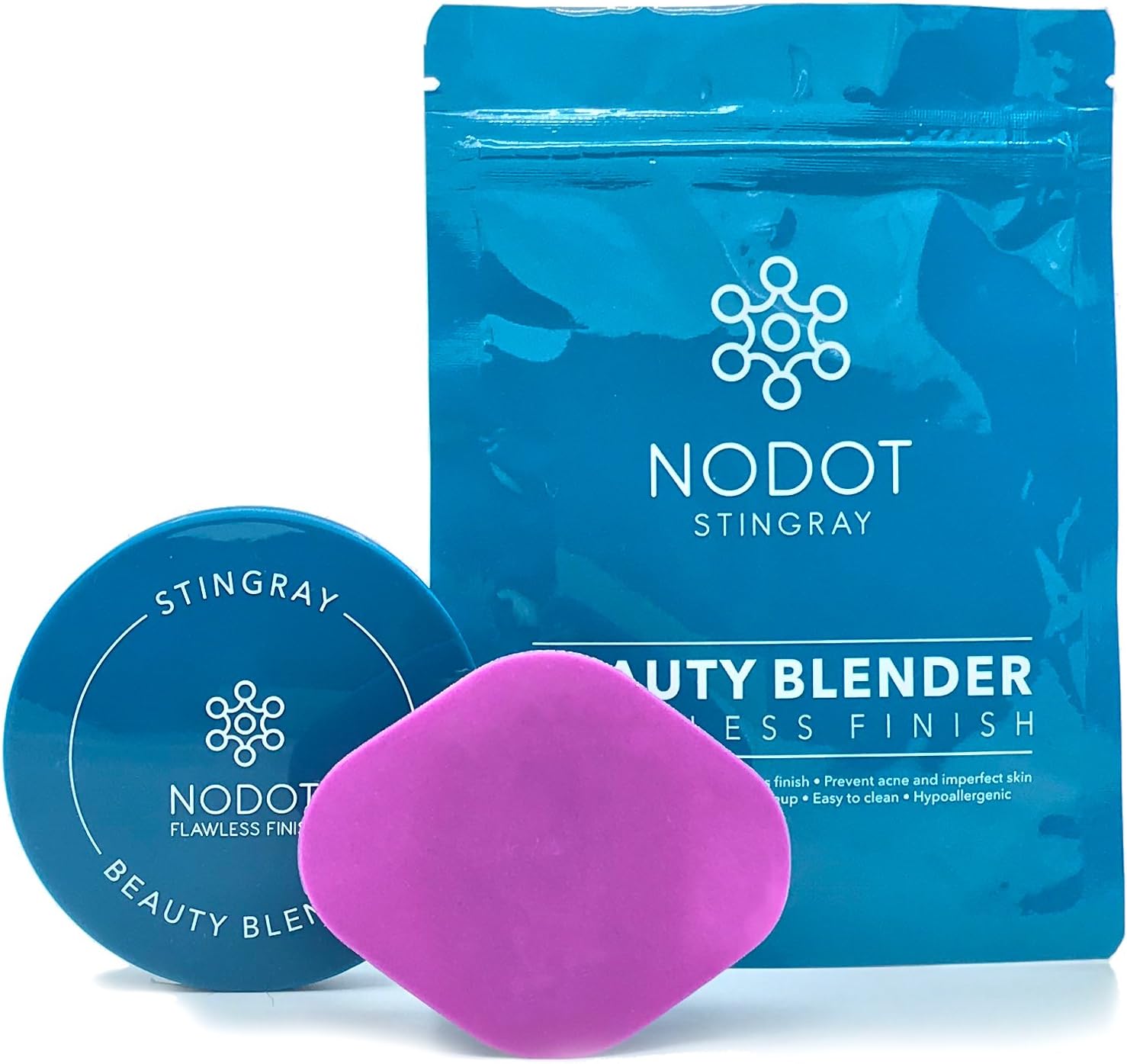 Nodot Stingray Beauty Blender, Smooth Natural & Flawless Finish, Liquid Make-Up Application, Prevent Acne and Imperfect Skin - Image 3