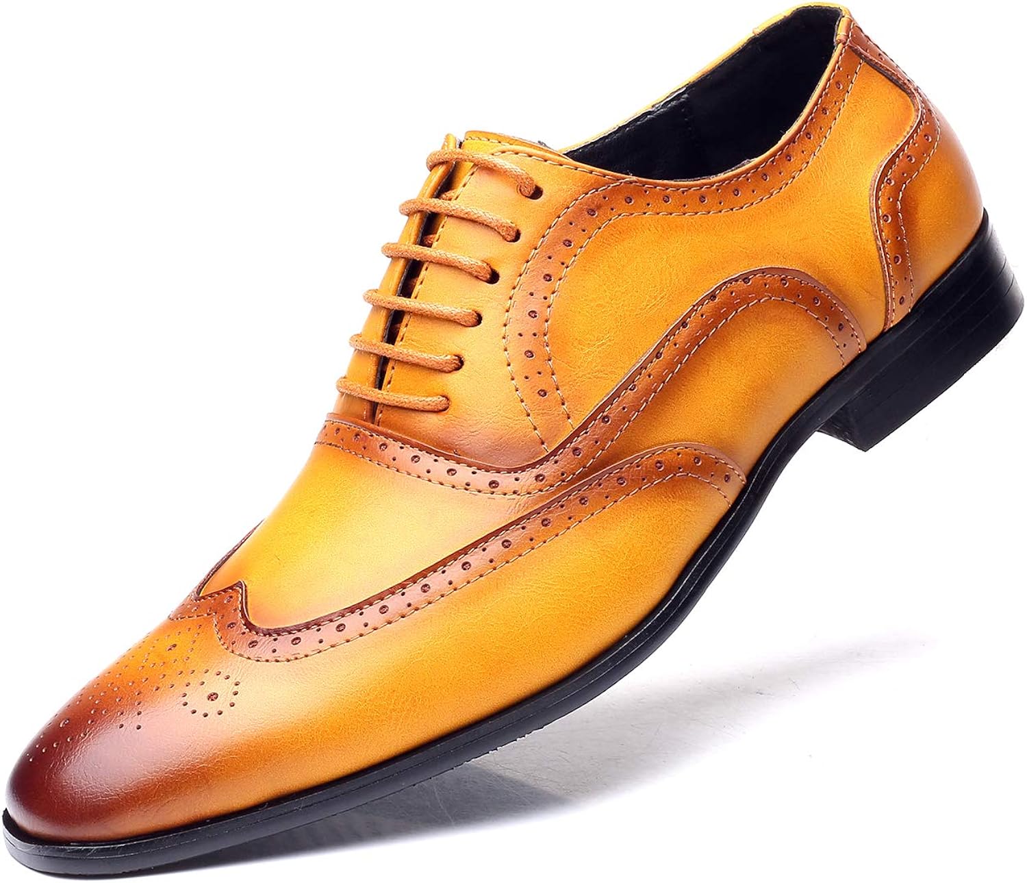Jumuland Mens Business Leather Dress Shoes Classic Modern Pointed Toe Lace up Oxford for Men