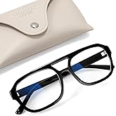 Madison Avenue Retro Aviator Blue Light Blocking Glasses for Women Men with Case, Trendy Rectangle Computer Eyeglasses