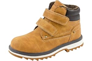 TZJS Kids' Hiking Work Boots for Boys Girls, Waterproof Outdoor Ankle Boots with Hook and Loop