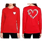 SODSHY Women's Valentine's Shirts Cute Heart Graphic T-Shirt Casual Crewneck Long Sleeve Tops