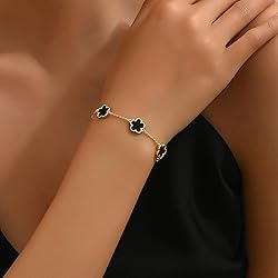 TICVSS Four Leaf Clover Bracelet for Women 18K Gold