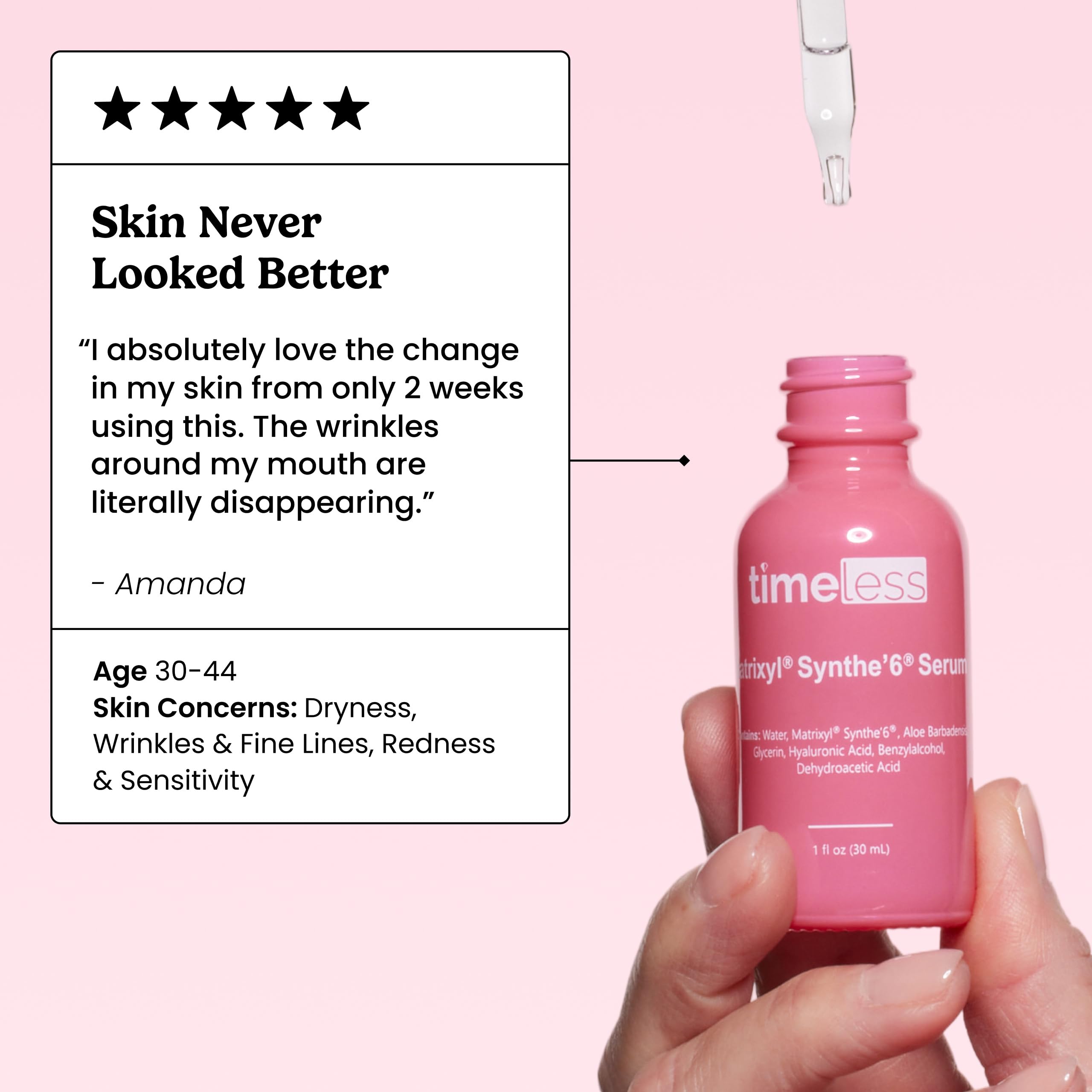 Timeless Skin Care Matrixyl Synthe’6 Serum - Face Serum for Skin Care - with Hyaluronic Acid for Hydration - 1 oz