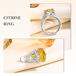 AGRULE Created Citrine Ring - 925 Sterling Silver