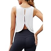 Mippo Workout Tops for Women Crop Tank Open Back Athletic Gym Yoga Tank Tops Loose Fit