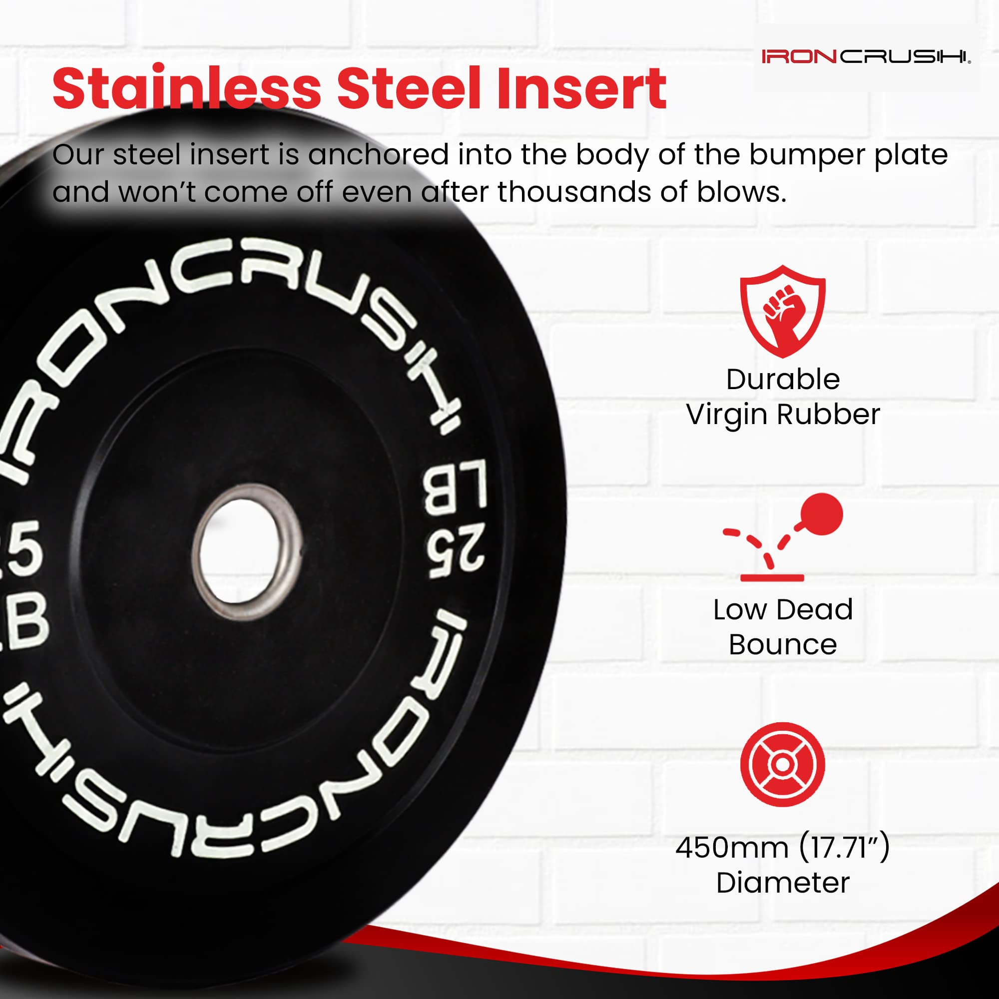 Iron Crush Olympic Bumper Plates Set Virgin Rubber Weights for