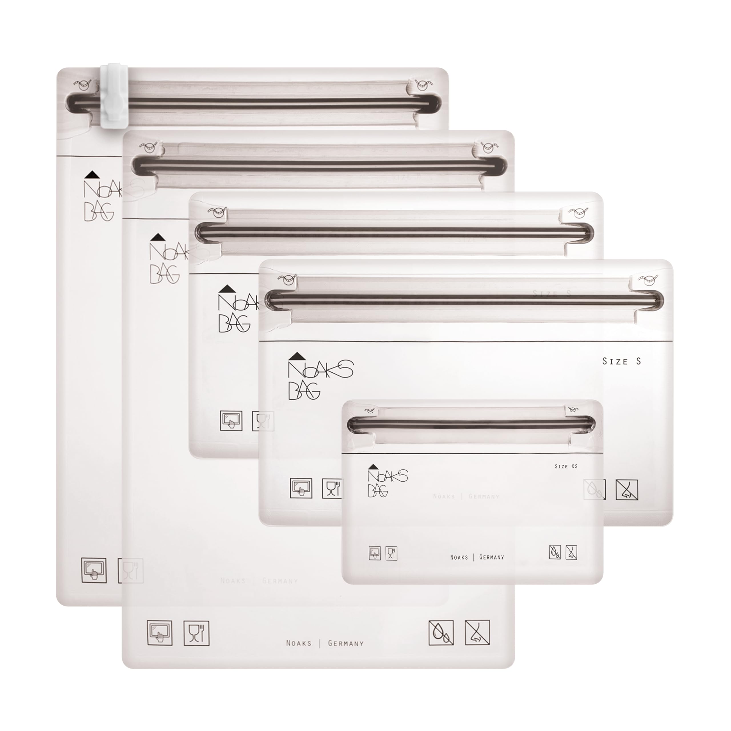 Noaks Bag smart set, 5x cases [1x XS/2x S/2x M], zip bag, 100 % waterproof, odour-proof and secure