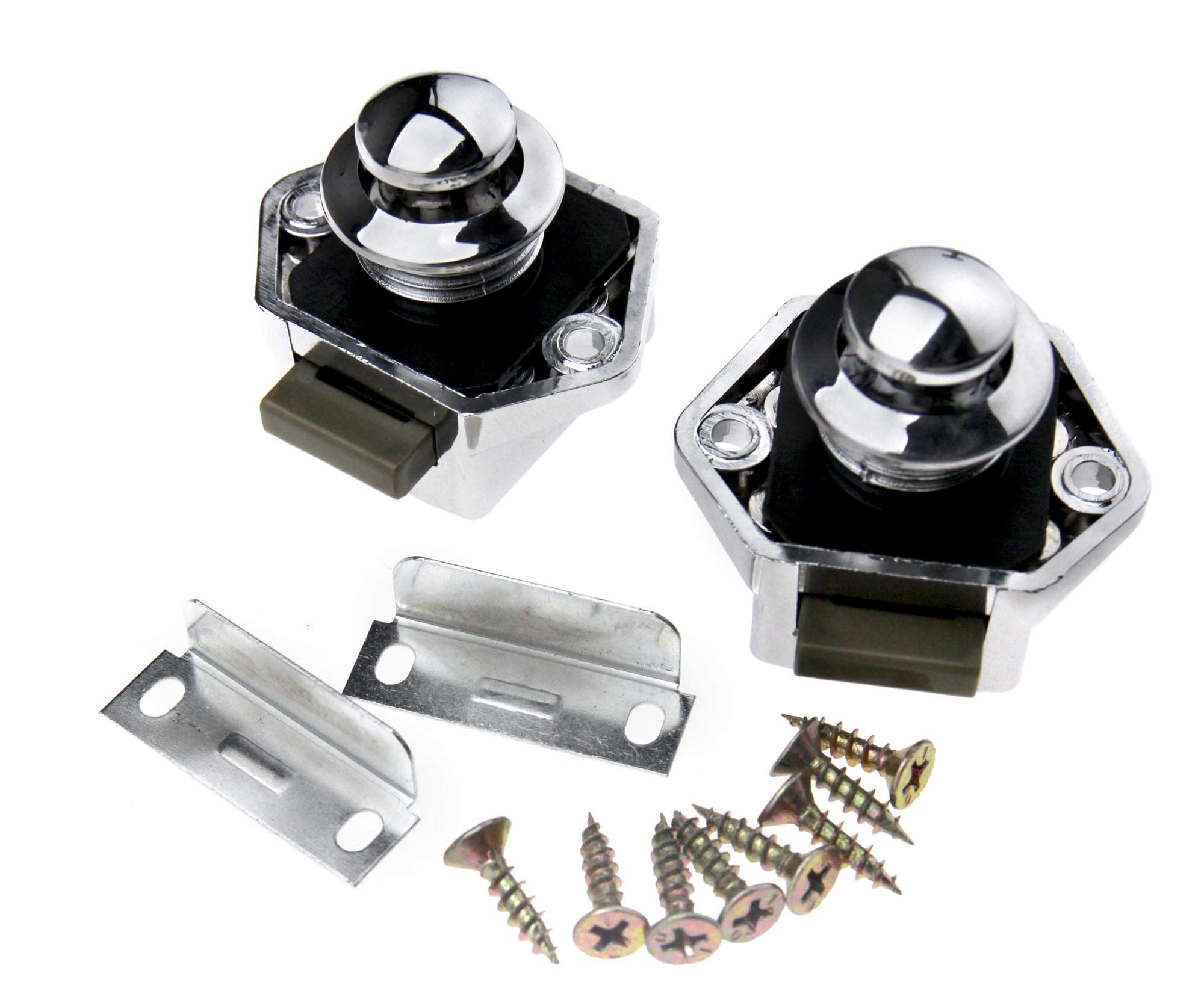OTOTEC 2 x Chrome Push Button Catch Door Lock 17-25mm For Boat Horsebox Camper Van