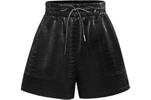 QIANXIZHAN Women's Leather Shorts, Faux High Waisted Wide Leg Sexy Shorts SP