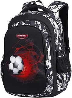 Asge Schulrucksack Jungen Teenager Schultaschen Mädchen Ranzen Ergonomischem Kinder Rucksäcke Fußball Druck Schulranzen für 8 10 15 Jahre School Bags for Boys Wasserdicht Schulranzen Groß für Schule