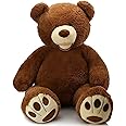 MorisMos Giant Teddy Bear, 39inch Large Stuffed Bears with Big Footprints Plush Stuffed Animals Gift for Kids, Dark Brown