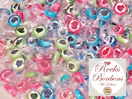 Rocks Bonbons Herz Mix, 1000gr (ca. 280 Stk.) - Bonbons mit Herz für eine süße Tischdeko zur Hochzeit, Taufe, Kommunion.